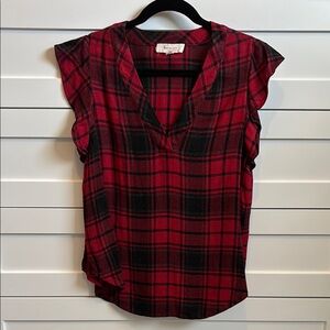Plaid Red and Black Women's Top